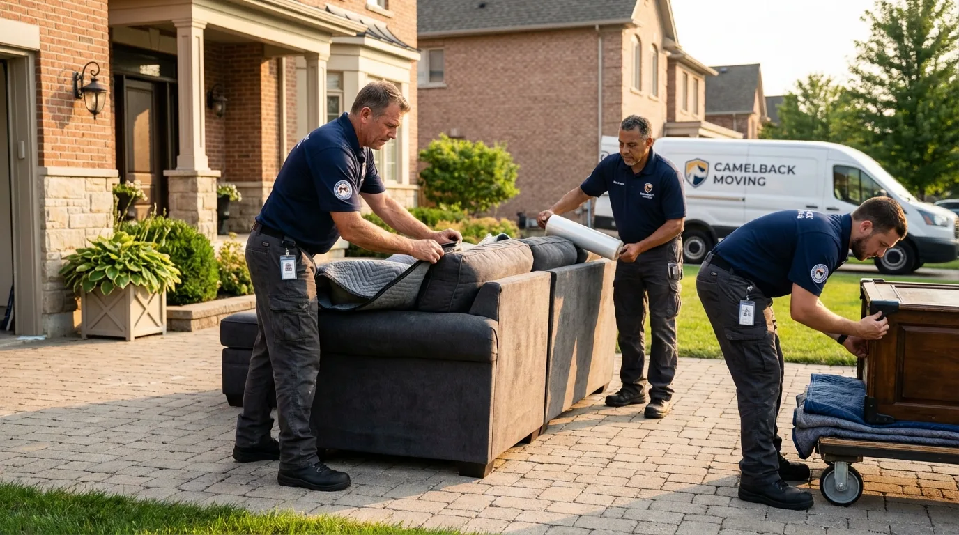 Large estate moving crew wrapping furniture in Brundidge, AL