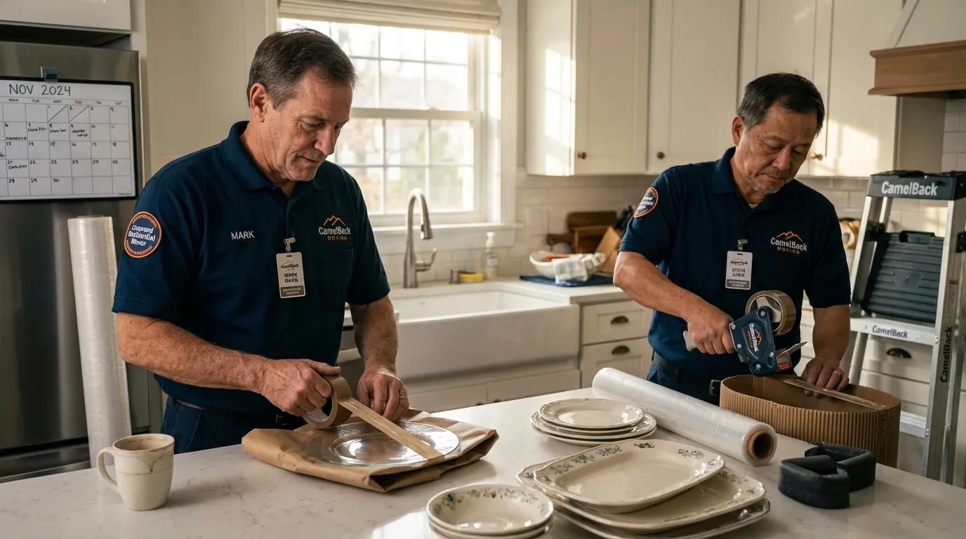 Professional crew packing kitchen dishware in Brundidge, AL